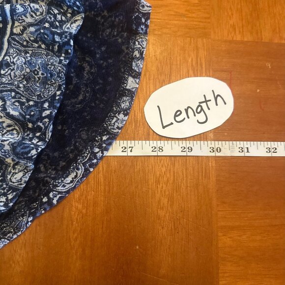 Lucky Brand Large Womens Short Sleeve Blue Shirt Blouse Patterned Print Bohemian - Picture 4 of 5